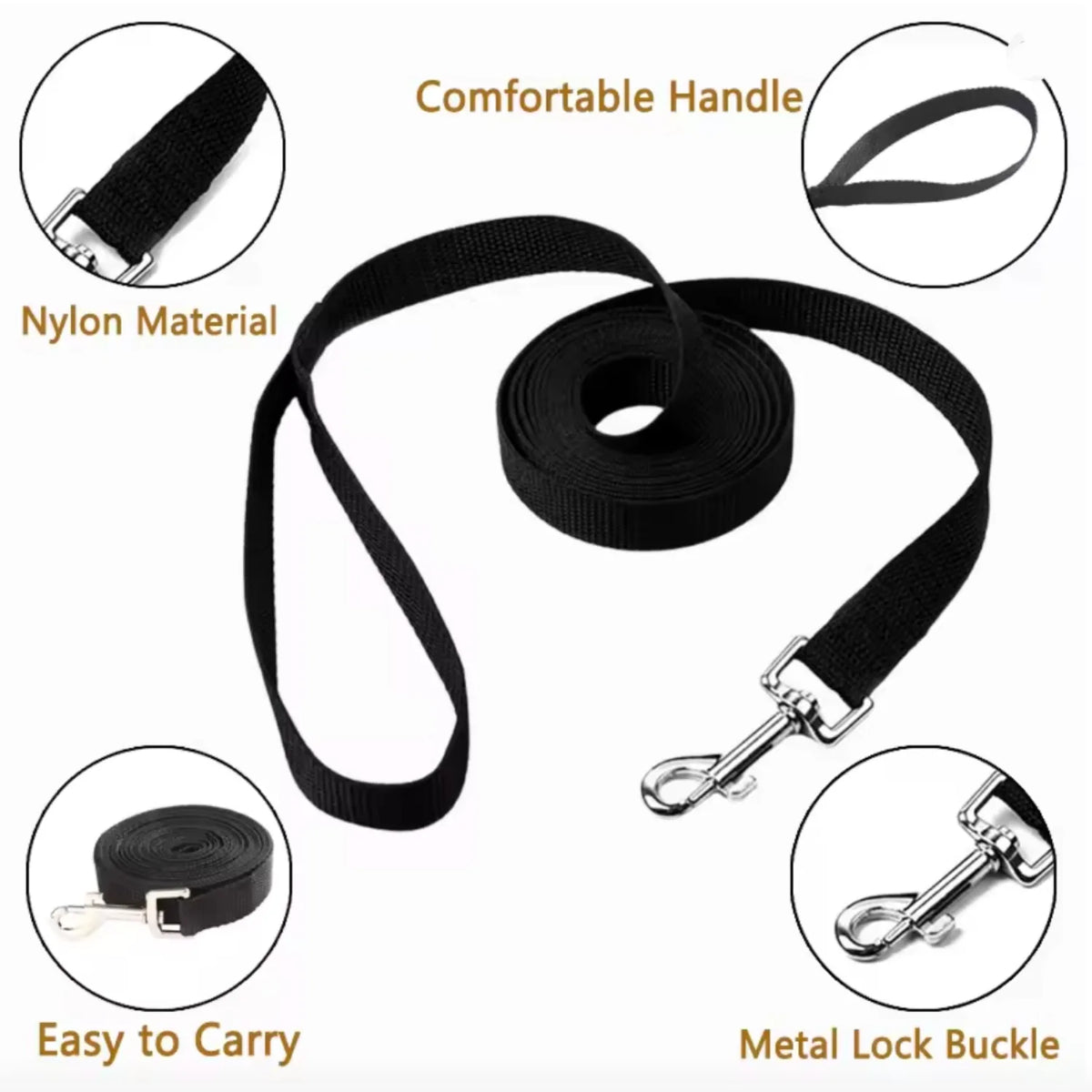 Long Nylon Dog Training Leash 10m–50m | All Breed Sizes Dog Training Leash HIP