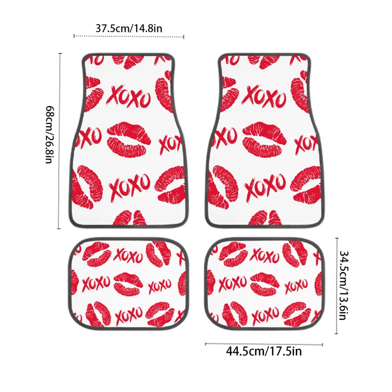 Red Lips XOXO Car Floor Mats – 4-Piece Non-Slip All-Weather Car Floor Mats HIP