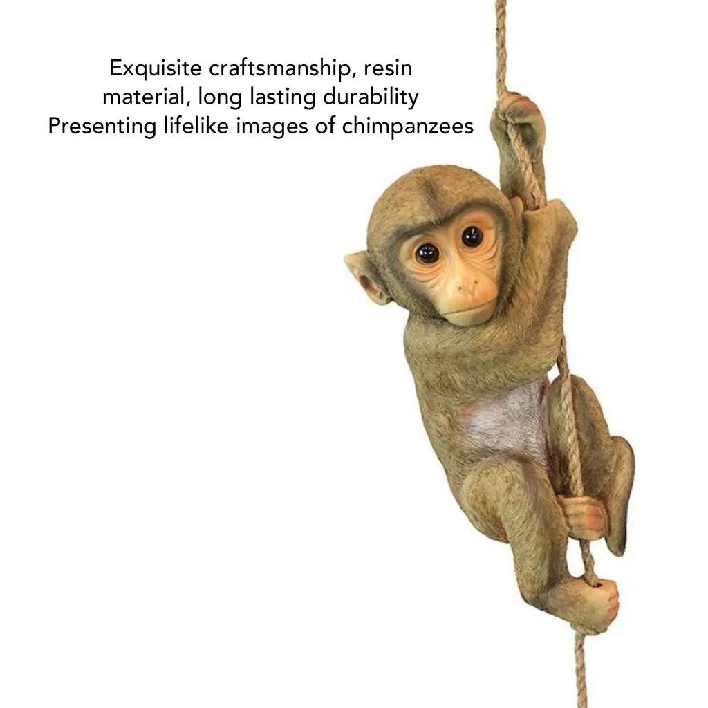 Hanging Monkey Figurine Hanging Monkey Garden Statue Resin Climbing Tree Baby Chimpanzee Animal Sculpture for Outdoor Yard Decor HIP