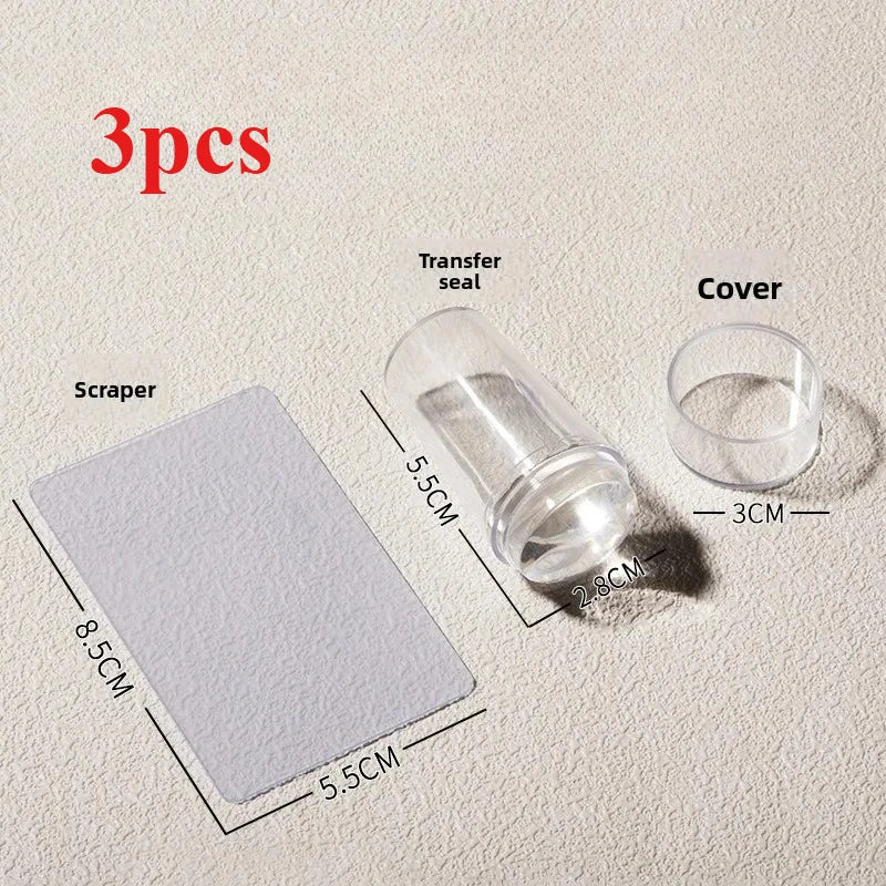 Transparent Silicone Nail Stamper & Scraper Kit | HIP Nail Stamping Kit HIP C684-3pcs