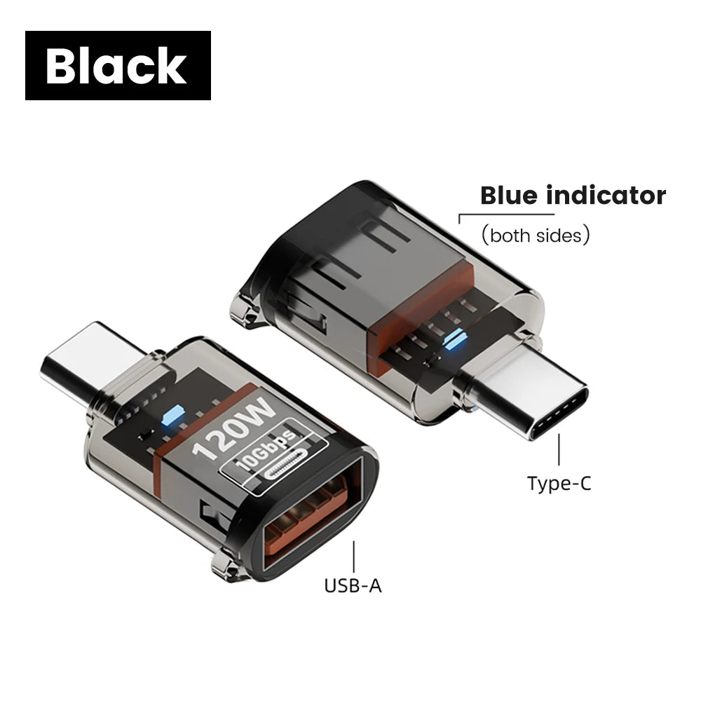 USB-C to USB 3.2 Adapter – 120W & 10Gbps Fast Transfer USB-C Adapter HIP Black C Male to U No plug