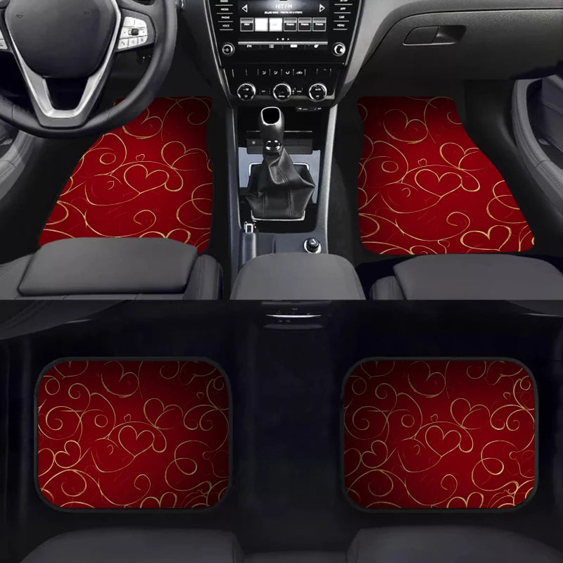 Non-Slip Car Floor Mats Set of 4 – Golden Hearts Design Car Floor Mats HIP