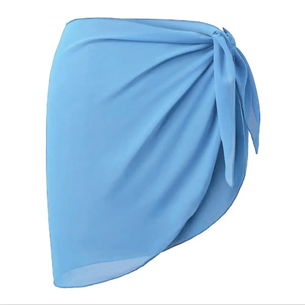 Women's Chiffon Sarong Beach Cover Up – Sheer Wrap Skirt Swimsuit Cover Up HIP blue