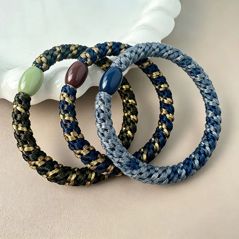 Weave High Elasticity Sports Rubber Band No Crease Non-slip Soft Hair Band For Sport Not falling & Women Ponytail Braiders Tool HIP 34-35-36-3Pc