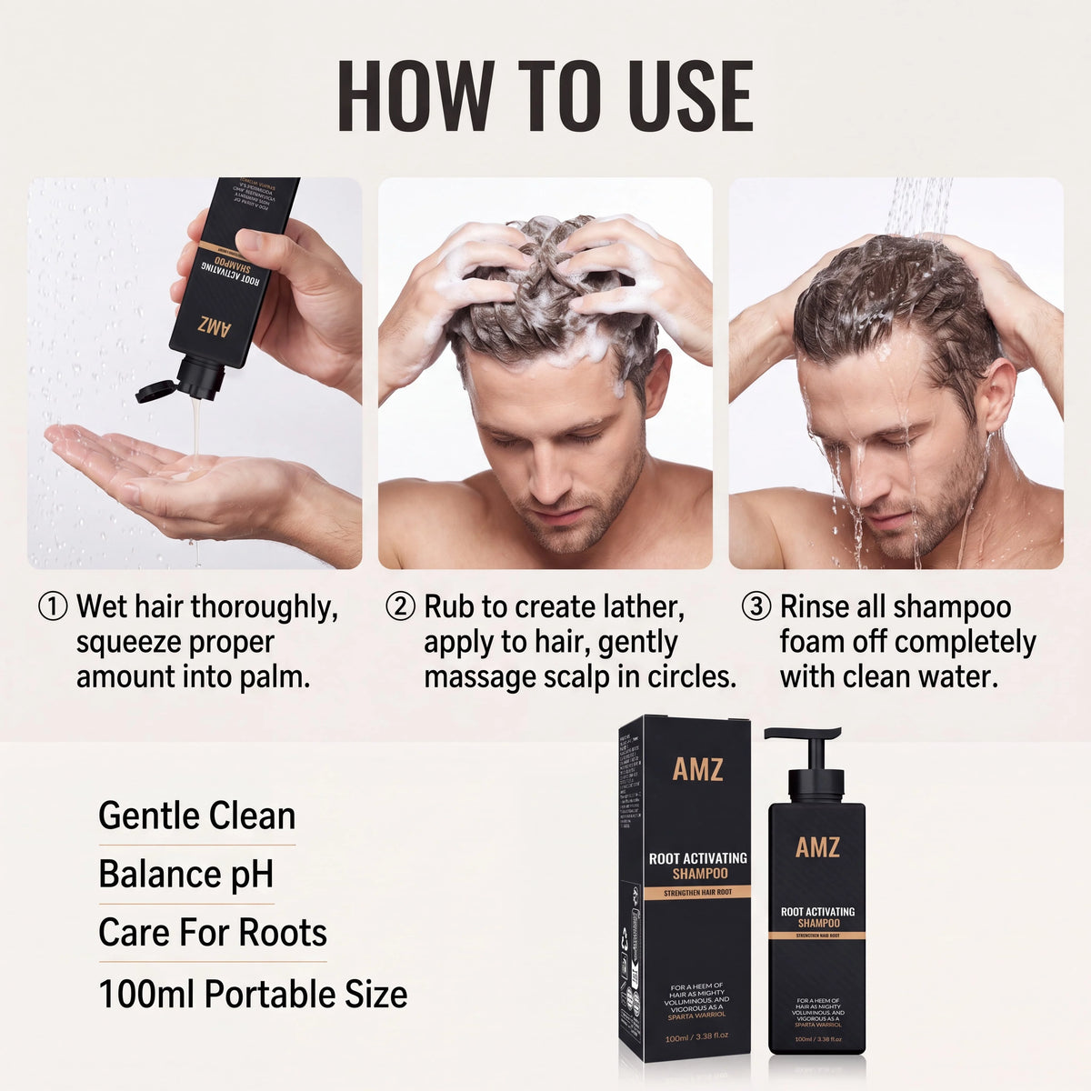 Men's Gentle pH Balanced Shampoo – Nourishing, All Hair Types Men's Shampoo HIP