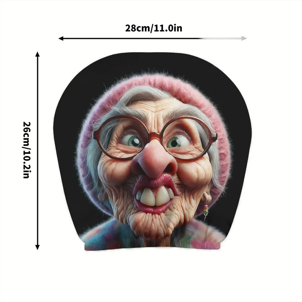 2-Pack Cartoon Grandma Car Headrest Covers | Easy Wash & Fit Car Headrest Cover HIP
