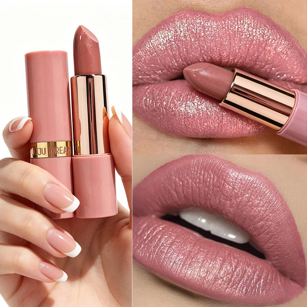 JUJU Dream Shimmer Glitter Lipstick – Metallic Matte & Waterproof Shimmer Glitter Lipstick HIP