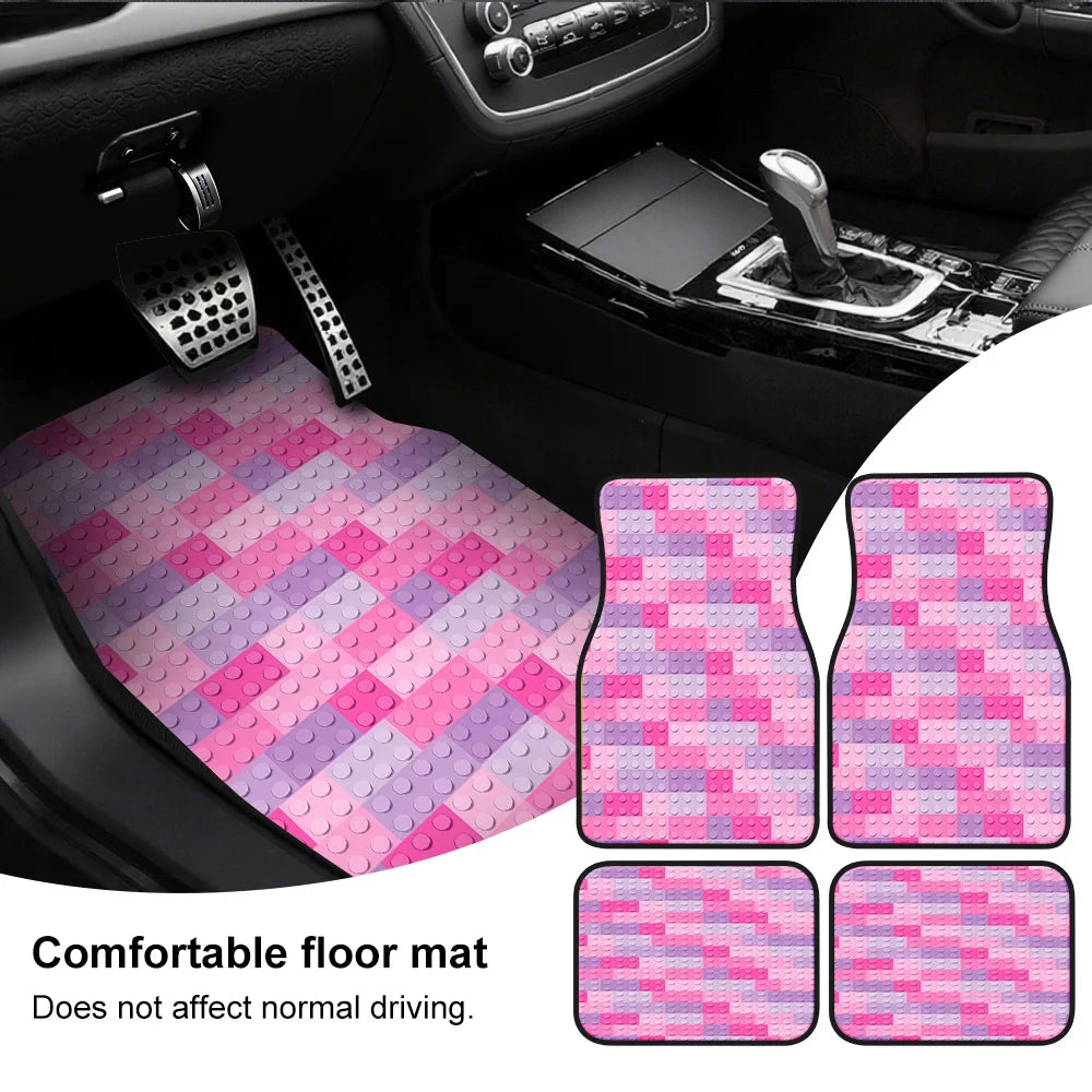 Pink Purple Crystal Fleece Car Floor Mats – Soft Non-Slip Car Floor Mats HIP 1