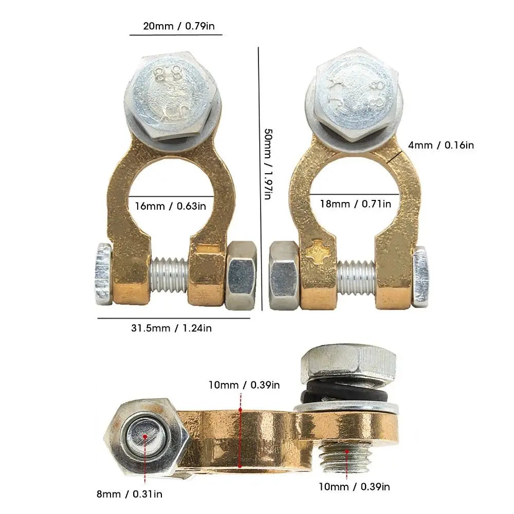 Heavy Duty Brass Battery Terminal Clamps – 2-Pack Top Post Battery Terminal Clamps HIP