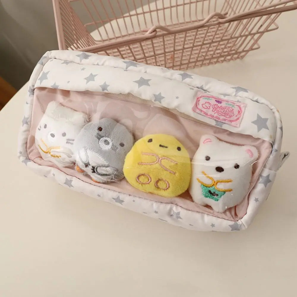 Large Pencil Case with Plush Dolls – Star Pattern Pen Pouch Pencil Case HIP