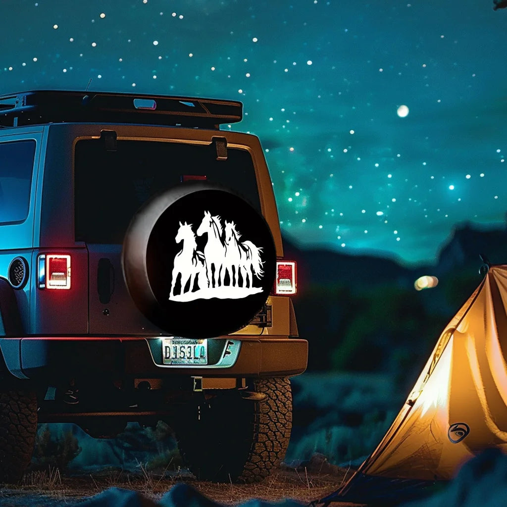 Horse Silhouette Spare Tire Cover – Weatherproof Polyester Spare Tire Cover HIP