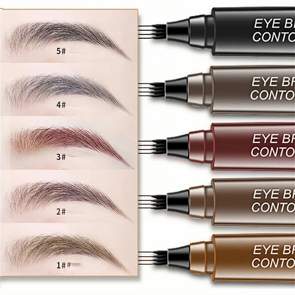 5 Colors Microblading Eyebrow Pen Waterproof Liquid Eyebrow Pencil Long Lasting Eyebrow Pen 4 Points Eye Brow Pen Cosmetics HIP