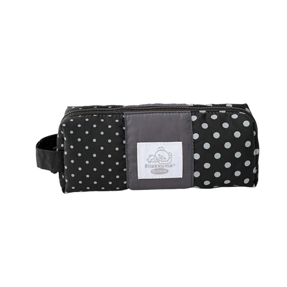 Polka Dot Canvas Pencil Case – Bear Patch Zipper Pouch Canvas Pencil Case HIP Black