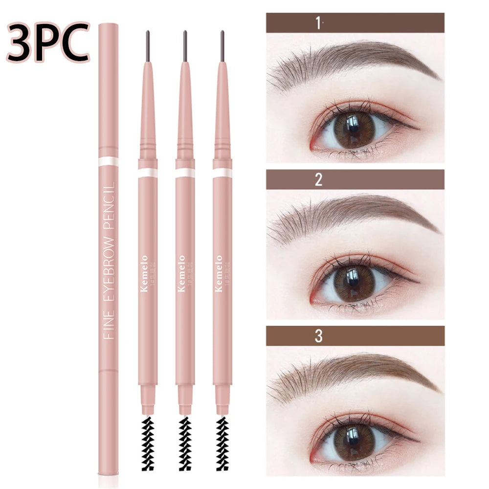 Waterproof Double-Ended Eyebrow Pencil With Brush 1.5mm Ultra Fine Eye Brow Pencil Combined Sweat-proof Lasting Eye Makeup HIP 01 Add 02 Add 03