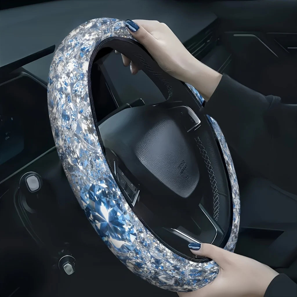 Ice Crystal Floral Steering Wheel Cover – Soft & Breathable Steering Wheel Cover HIP 1