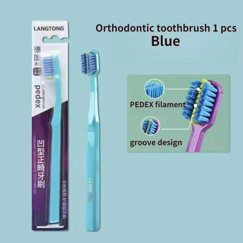 RUZOFO Orthodontic Soft Toothbrush for Braces – Adults Orthodontic Toothbrush HIP C691-Blue 1pcs