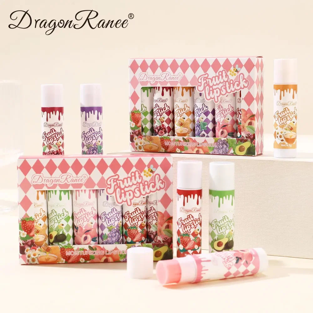 Dragon Ranee 6-Color Fruit Tinted Lip Balm Set | Moisturizing Tinted Lip Balm Set HIP