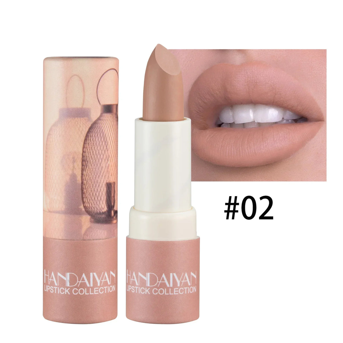 Lipstick Velvet Matte New Nude Moisturizing Tint Lip Balm Cream Pigment 8-color Luxury Lip Makeup Waterproof Cosmetic HIP 02 Nude Color