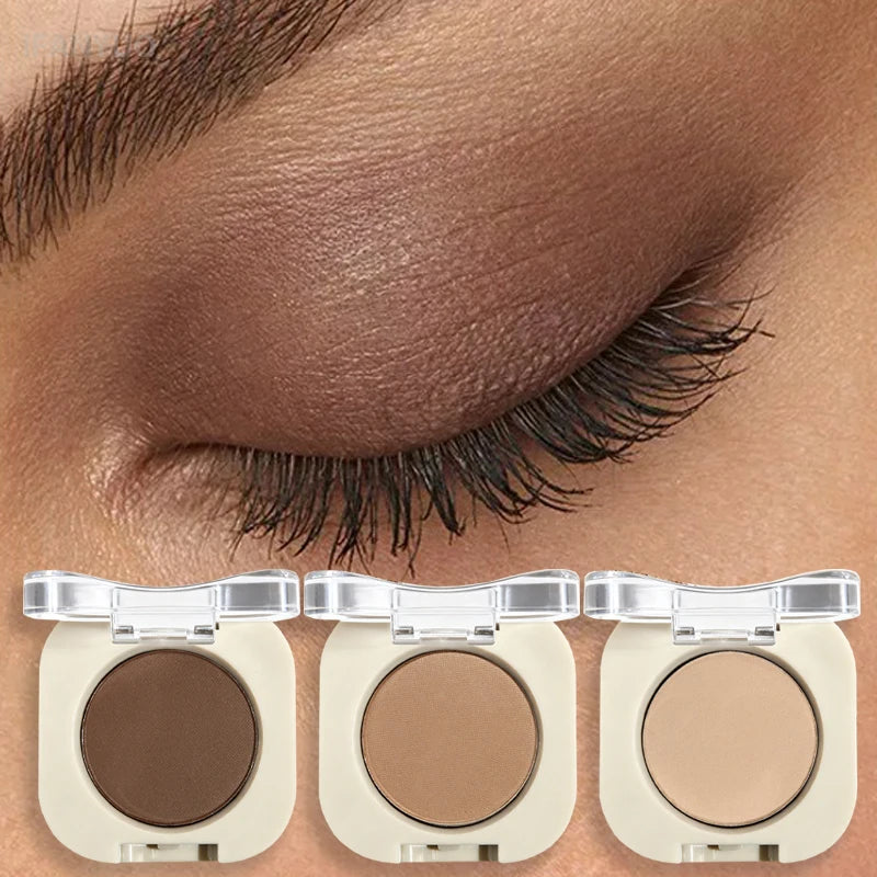Nude Brown Monochrome Eyeshadow Matte Apricot Beige Eye Makeup Primer Base Waterproof Shimmer Highlight Face Contour Pigment HIP