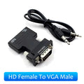 HDMI to VGA Adapter 1080P with 3.5mm Audio – PS4, Laptop, Projector Video Adapter HIP With Audio Cable