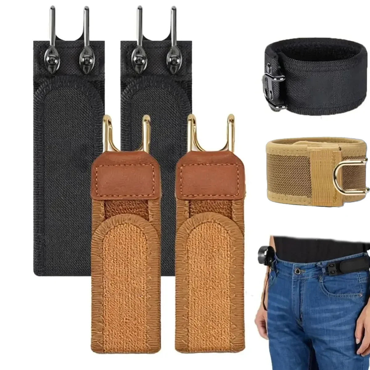 Unisex Buckleless Elastic Belt – Metal Hook Adjustable Waistband Elastic Waist Belt HIP