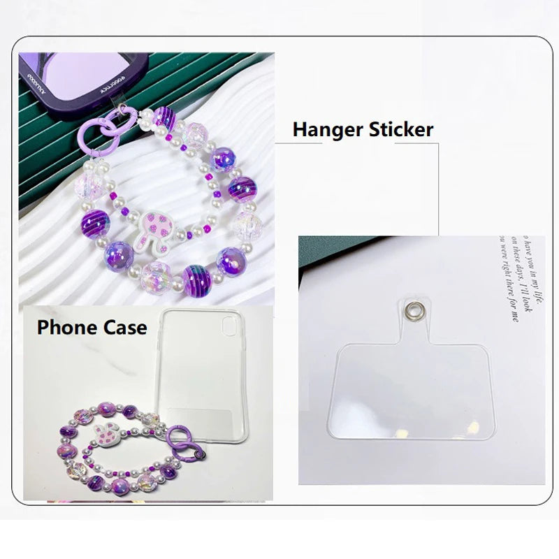 Crystal Macaron Beads Bear Phone Wrist Strap & Keychain Phone Wrist Strap HIP