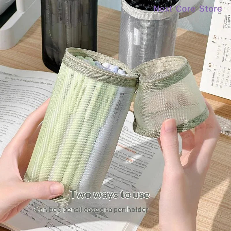Large Capacity Transparent Mesh Pencil Case | Nylon Zipper Mesh Pencil Case HIP