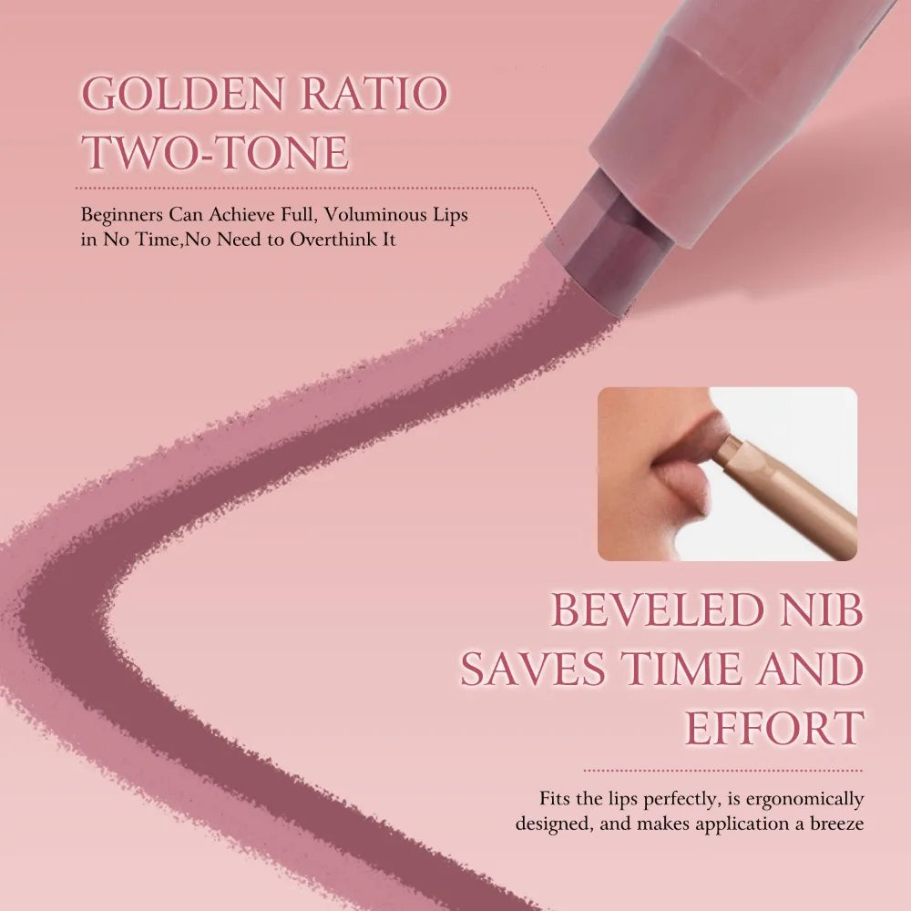 Two Color-Blocking Matte Lipliner Waterproof Durable Not Easy To Take Off Lipstick High Pigment Smooth Lip Outline Maquillage HIP