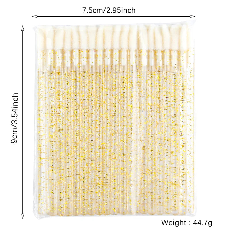 YSDO 50pcs Glitter Lip Gloss Brush Crystal Lipstick Applicators Eyelash Extension Cleaning Brushes Cleaner Makeup Tools Cosmetic HIP 50pcs-crystal-yellow