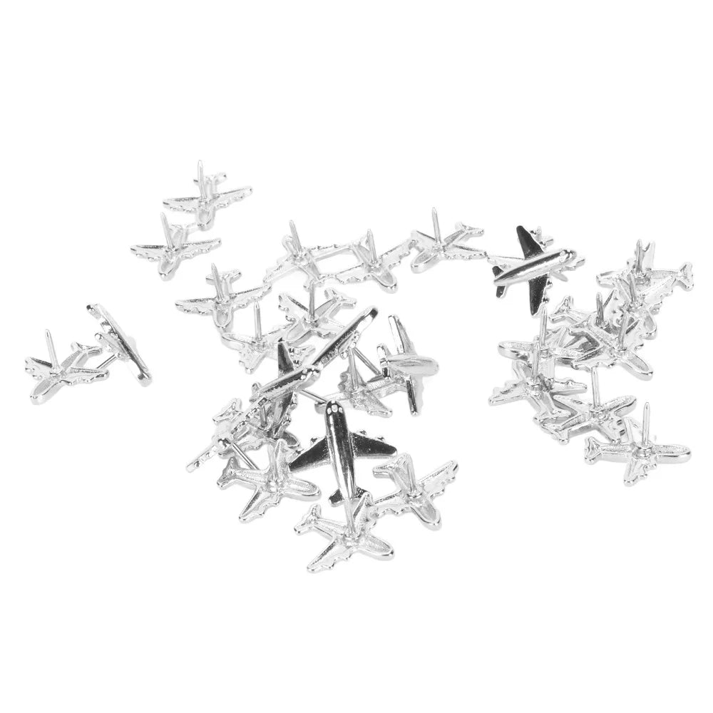 30 Airplane Push Pins Silver & Gold – Decorative Zinc Alloy Decorative Push Pins HIP