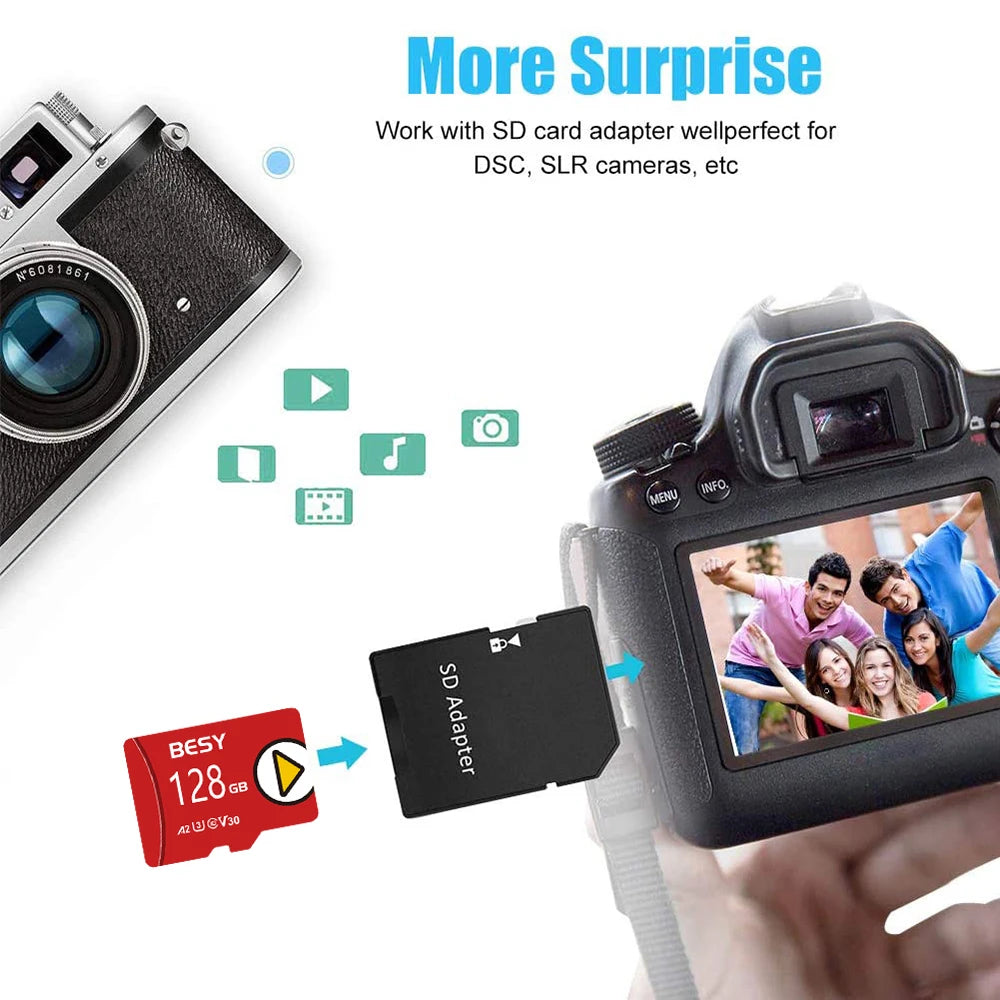 Micro SD Card 32GB 64GB 128GB V30 Class 10 A2 U3 – BESY TF Flash Flash Memory Card HIP