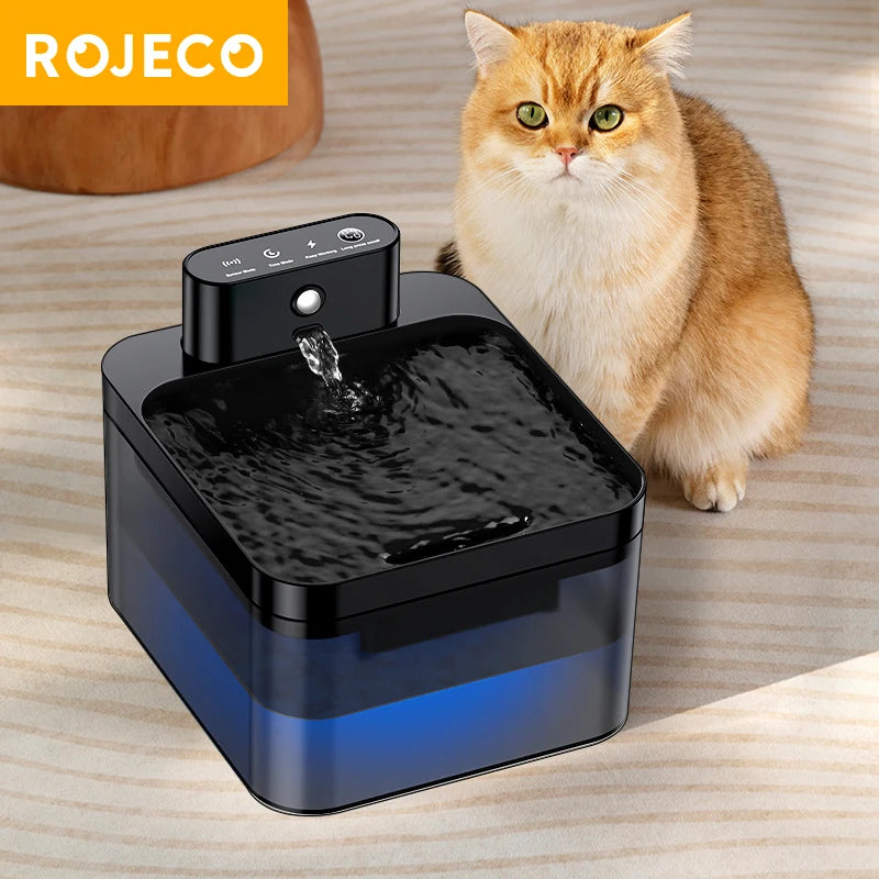 ROJECO Wireless Automatic Cat Water Fountain 2600mAh Pet Water Dispenser For Dog Cat Infrared Sensor Smart Pet Drinkier Fountain HIP