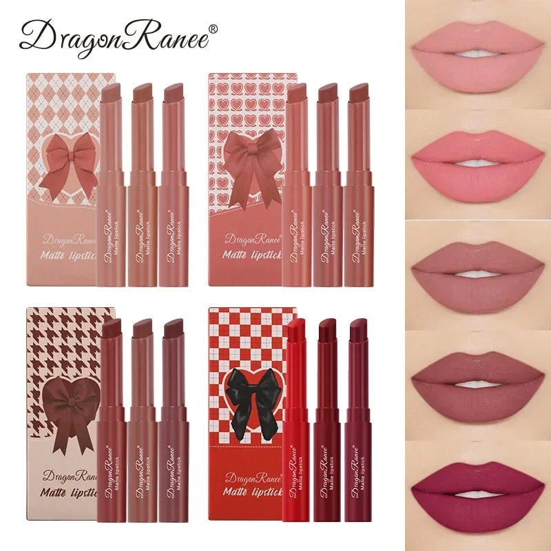 1/3pcs Nude Lipstick Crayon Long Lasting Matte Lipstick Pencil 24 Hours Waterproof Set Lip Moisturizer Colouring Lip Tint Stick HIP