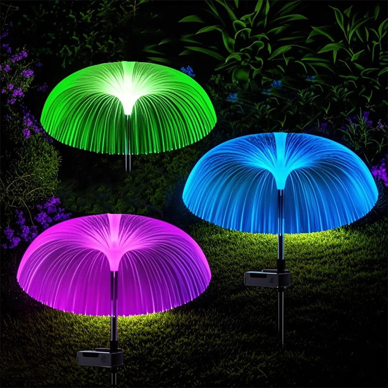Solar Fiber Optic Jellyfish LED Lawn Light – 7-Color Garden Solar Garden Light HIP Single style 1pcs
