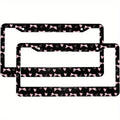 2-Pack Pink Bow Heart Aluminum License Plate Frames + Screws License Plate Frame HIP 1