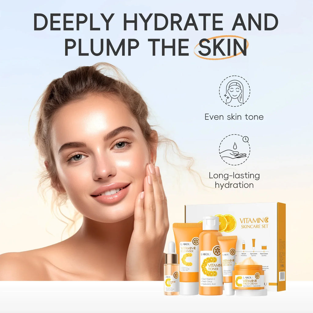 LAIKOU Vitamin C Skincare 5-Piece Set – Brighten & Hydrate Vitamin C Skincare Set HIP