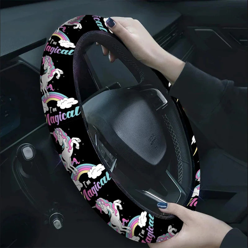 Unicorn Rainbow Anti-Slip Steering Wheel Cover | Easy Fit Steering Wheel Cover HIP 1
