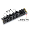 M.2 NVMe to 6-Port SATA 3.0 Expansion Card – PCIe 3.0 x2 SATA Expansion Card HIP 5 Port SATA