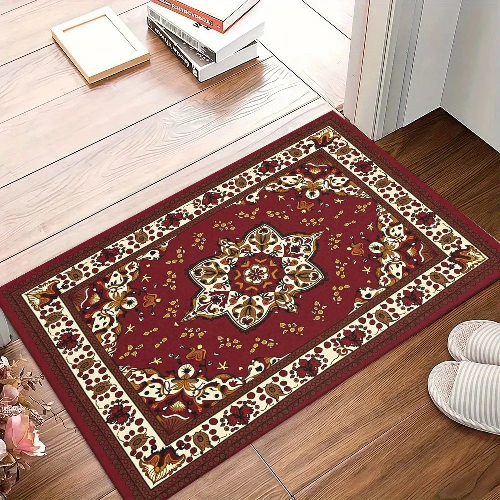 Luxury Burgundy Persian Area Rug – Medallion Floor Mat Persian Area Rug HIP 1 50x80cm-Felt