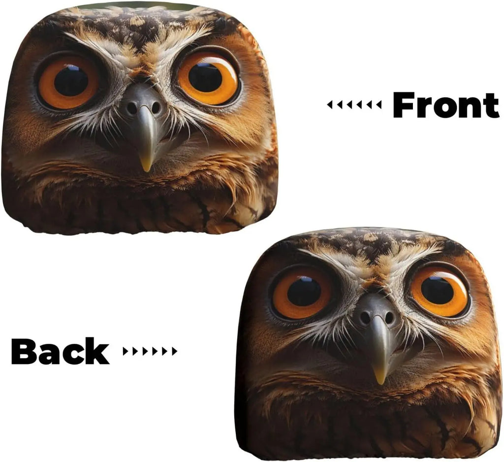 2-Pack Funny Owl Car Headrest Covers – Stretch & Breathable Car Headrest Cover HIP 1
