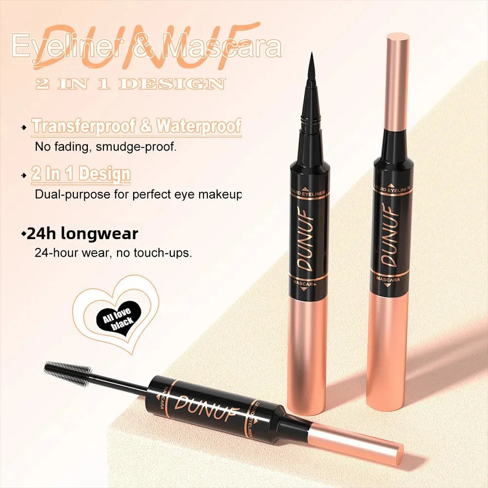 DUNUF 2-in-1 Mascara & Eyeliner – Waterproof & Volumizing 2-in-1 Mascara Eyeliner HIP