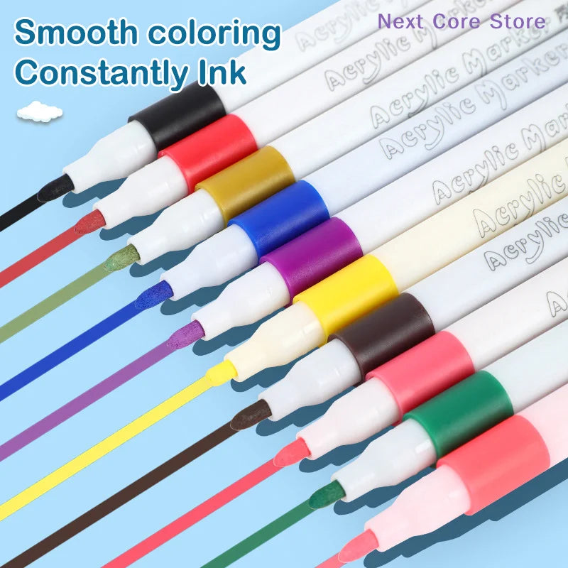 Fine-Point Acrylic Marker Set | 12–120 Colors, Washable Ink Acrylic Marker Set HIP