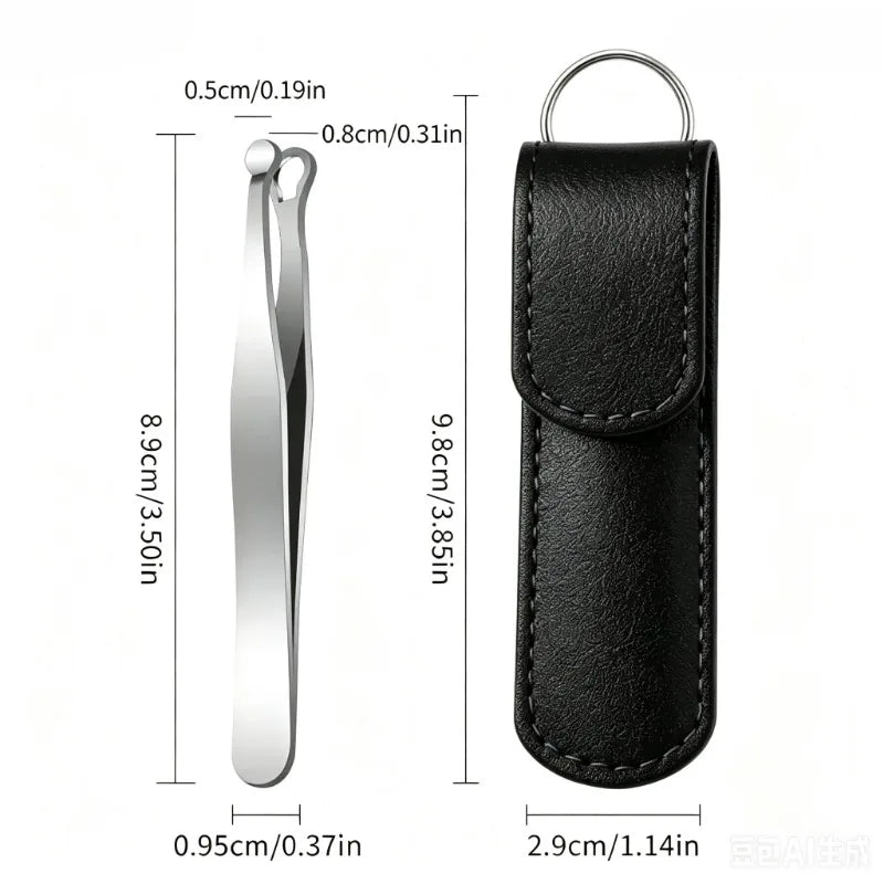 Stainless Steel Nose & Eyebrow Hair Trimming Tweezers Nose Hair Trimmer HIP C614-silver and bag
