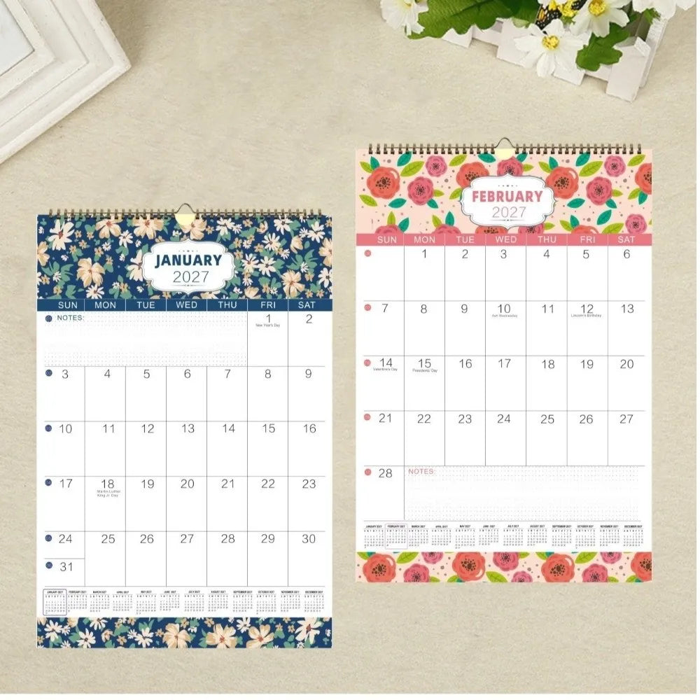 18-Month Wall Calendar 2026–2027 | Holidays Marked, Hook Hang Wall Calendar HIP