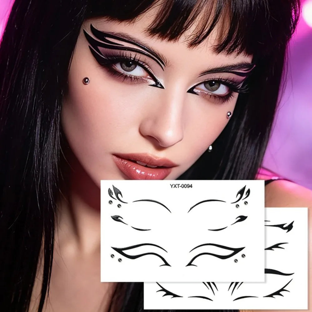 1/3Pcs Gothic Dark Style Eye Eyeliner Temporary Tattoo Stickers Waterproof Metallic Corner Festival Stage Party Makeup Decor HIP