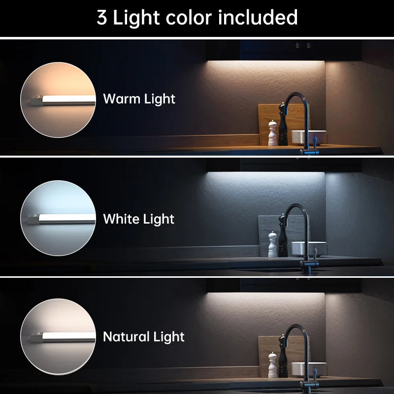 Motion Sensor LED Cabinet Light – USB Rechargeable, 3 Colors Motion Sensor Light HIP