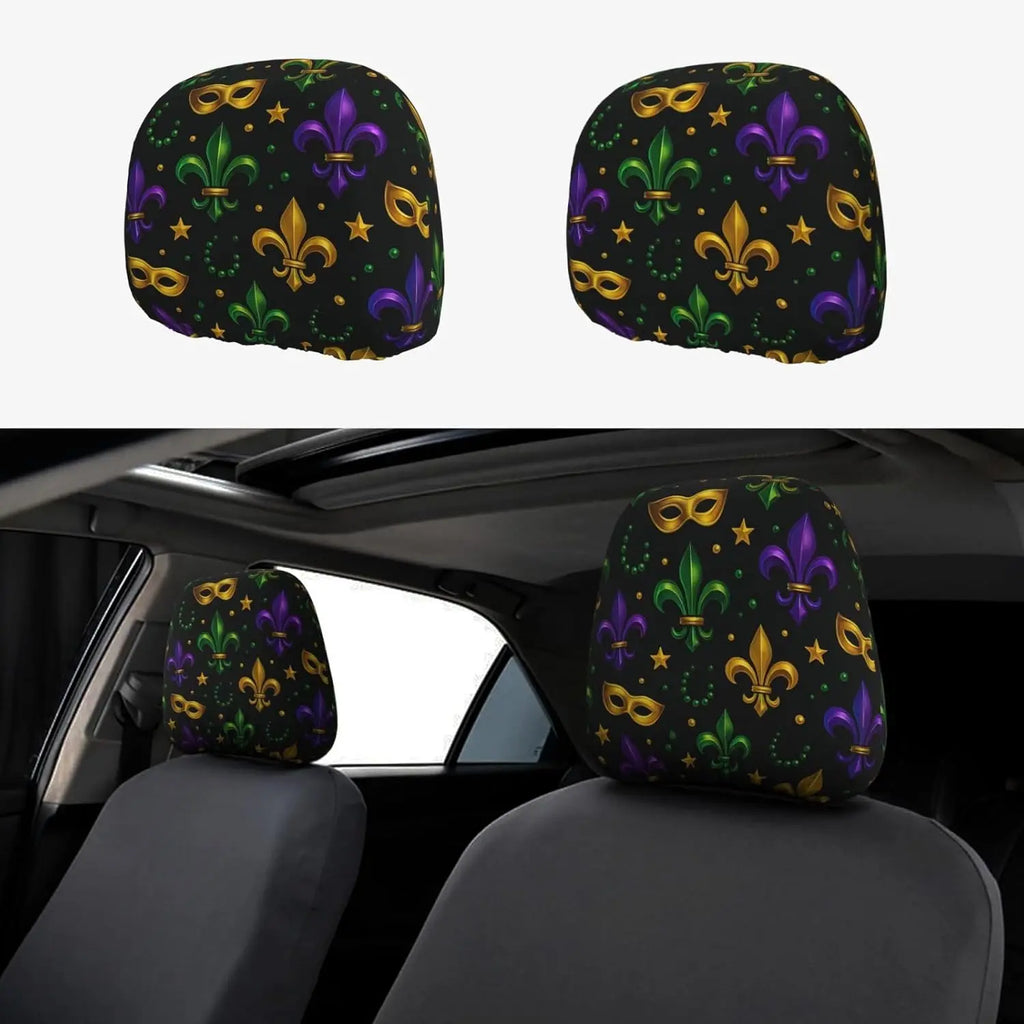 Fleur-De-Lis Car Headrest Covers – 2-Piece Universal Fit Car Headrest Cover HIP 1