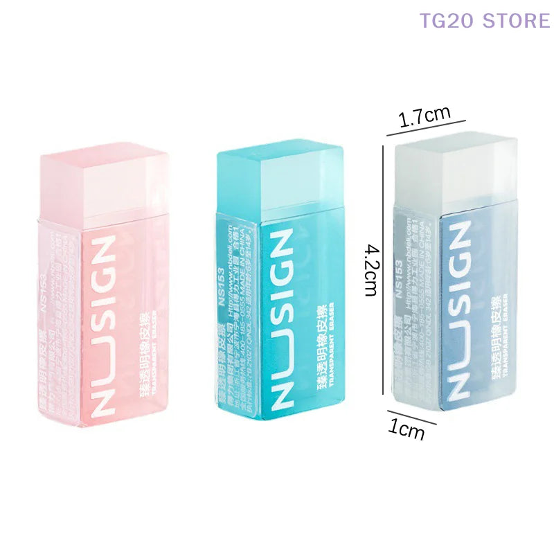 Transparent Soft Rubber Erasers – Colorful Student Stationery Pencil Eraser HIP