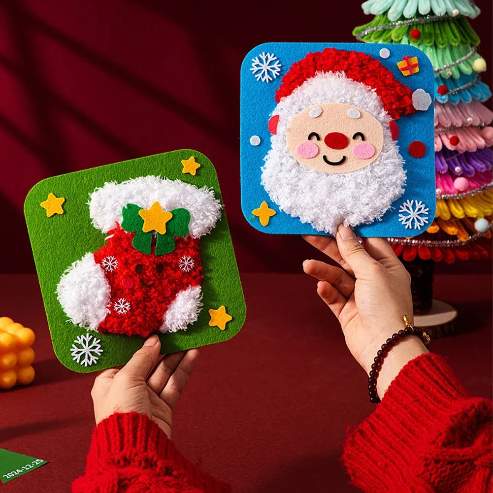 Christmas Sewing Kit Non-Woven Fabric Beginner Friendly Handicrafts DIY Embroidery Kit Fun Threading Christmas Sewing Projects HIP