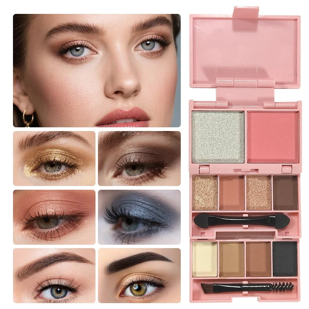 SAM SUGAR 10-Color Eyeshadow Blush Highlighter Contour Palette Eyeshadow Palette HIP